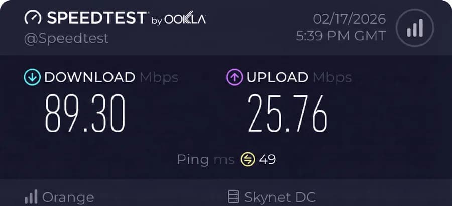 Speedtest result 1 β Orange Polska 4G LTE