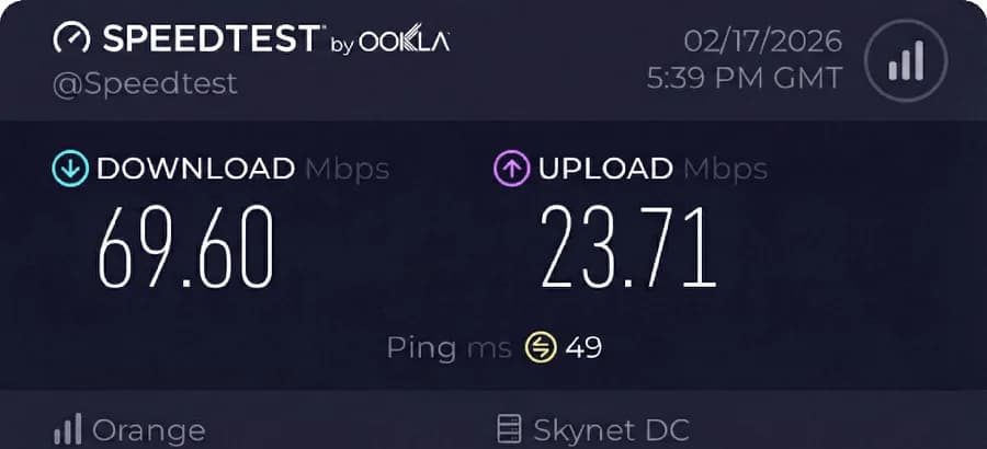 Speedtest result 2 β Orange Polska 4G LTE